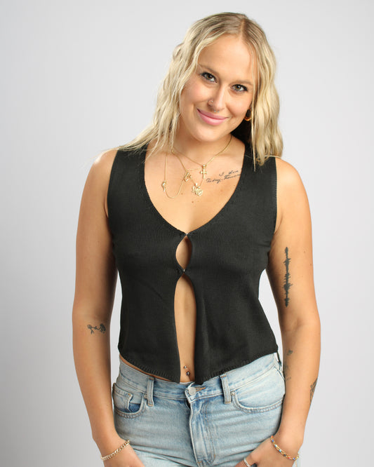 Breezy Black Knitted Tank Top
