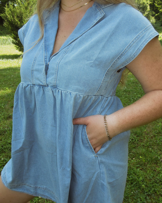 Babydoll Blue Denim Mini Dress