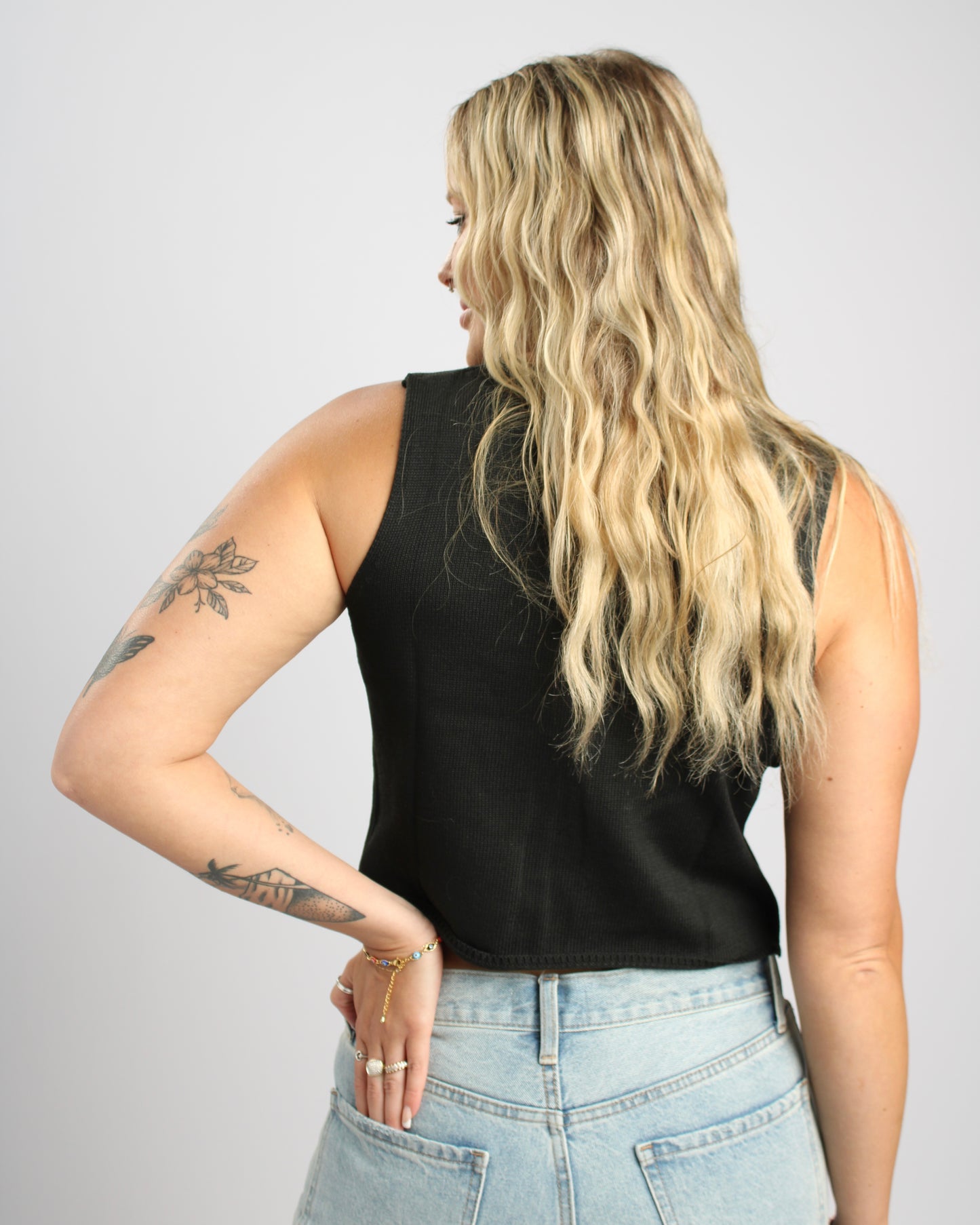 Breezy Black Knitted Tank Top