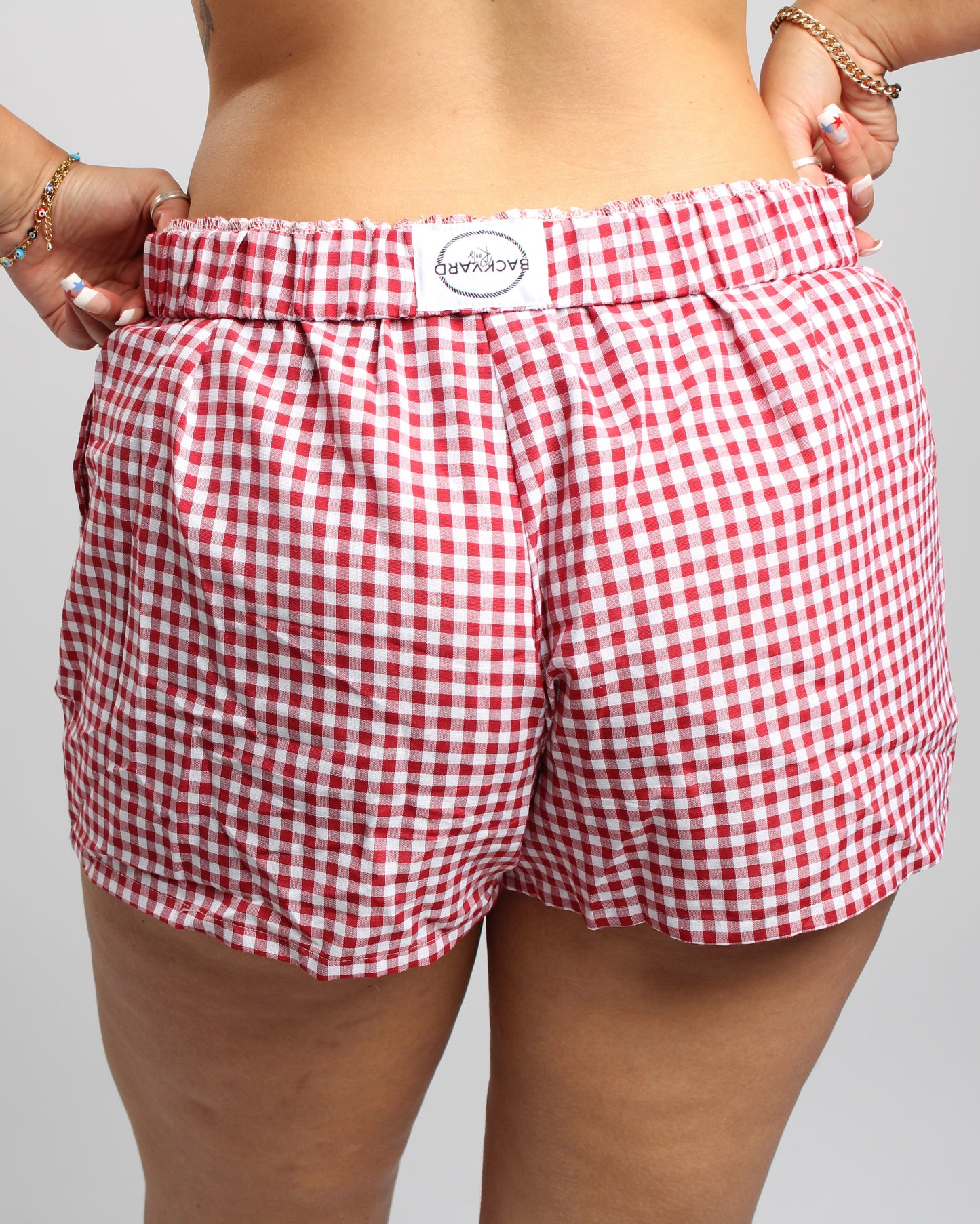 Gingham Red High Waisted Shorts