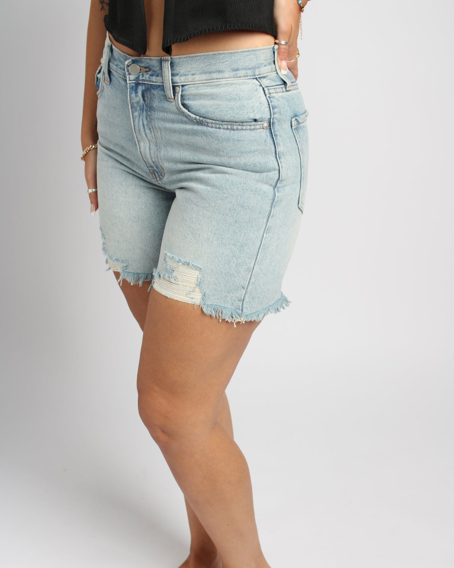 Slightly Distressed Blue Jean Shorts