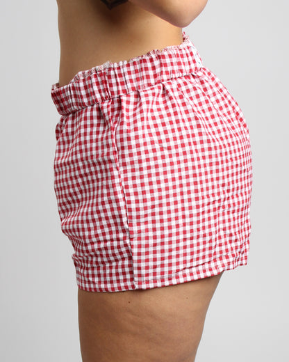 Gingham Red High Waisted Shorts