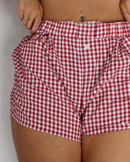Gingham Red High Waisted Shorts