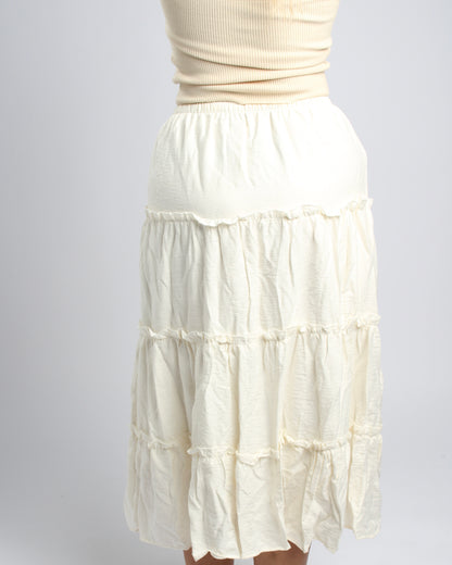 Tiered Off White Maxi Skirt