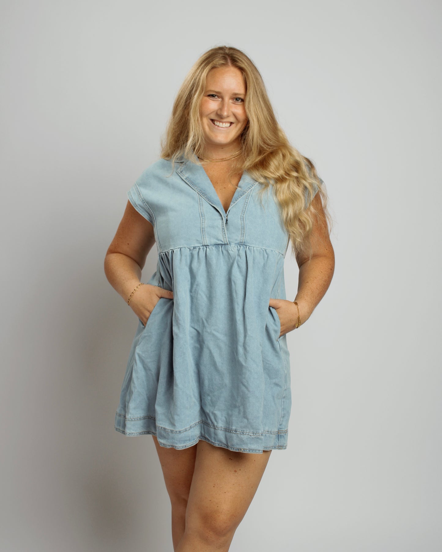 Babydoll Blue Denim Mini Dress