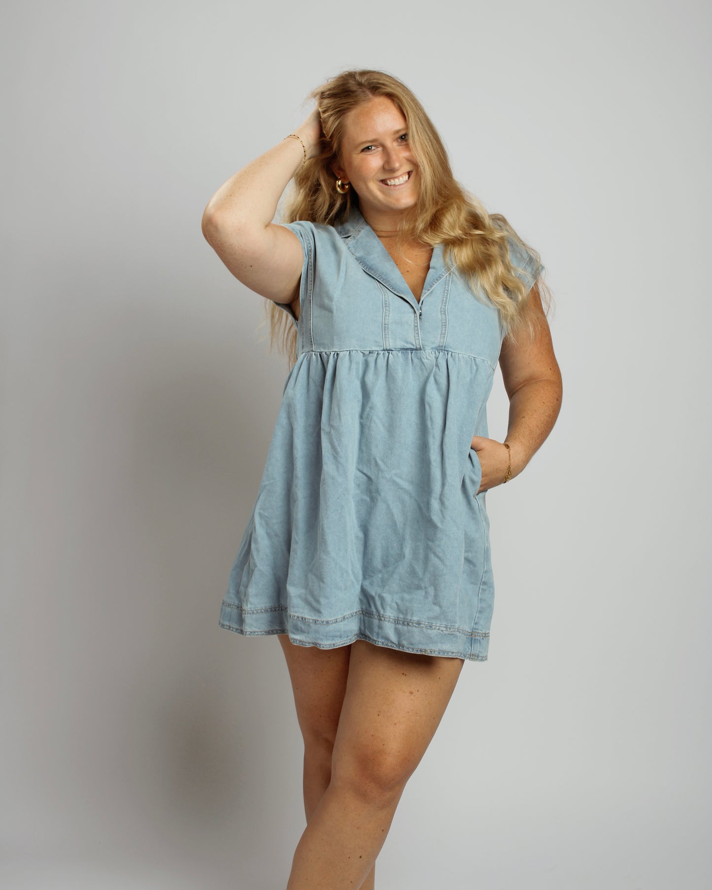 Babydoll Blue Denim Mini Dress