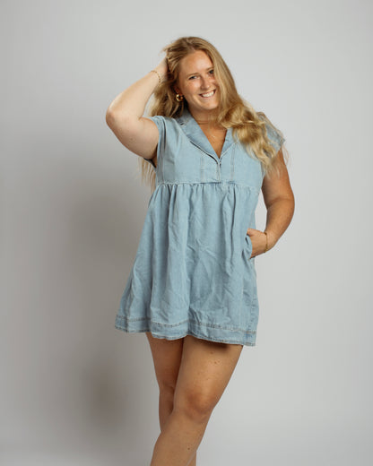 Babydoll Blue Denim Mini Dress