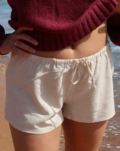 Natural Linen Drawstring Shorts