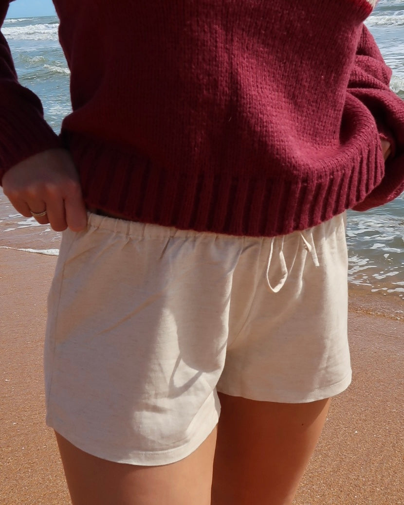 Natural Linen Drawstring Shorts