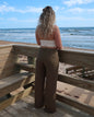 Olive Linen Wide Leg Pants