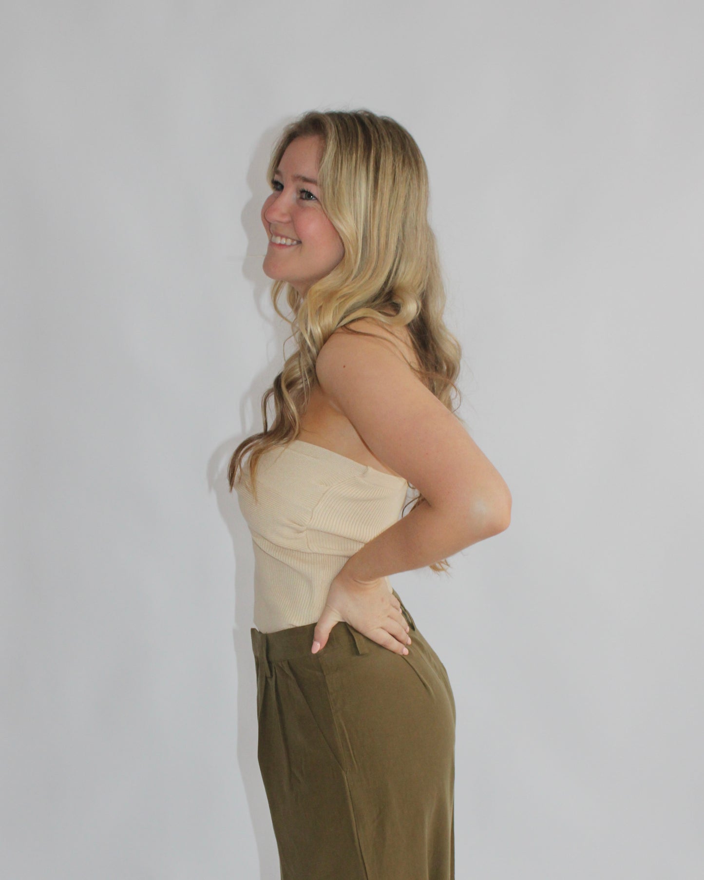 Olive Linen Wide Leg Pants